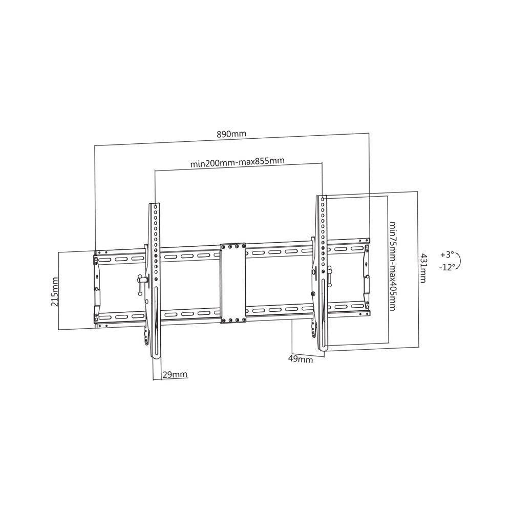 BRACKET 43-90INCH, WALL MOUNT, 70KG, TILT - image 4