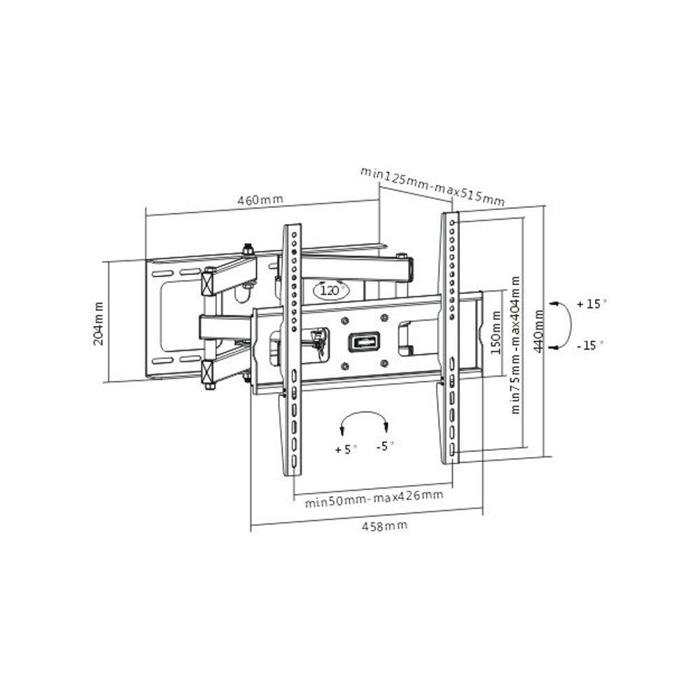 BRACKET 32 - 55IN,45KG,15TILT,120SWIVEL,LEVEL - image 2