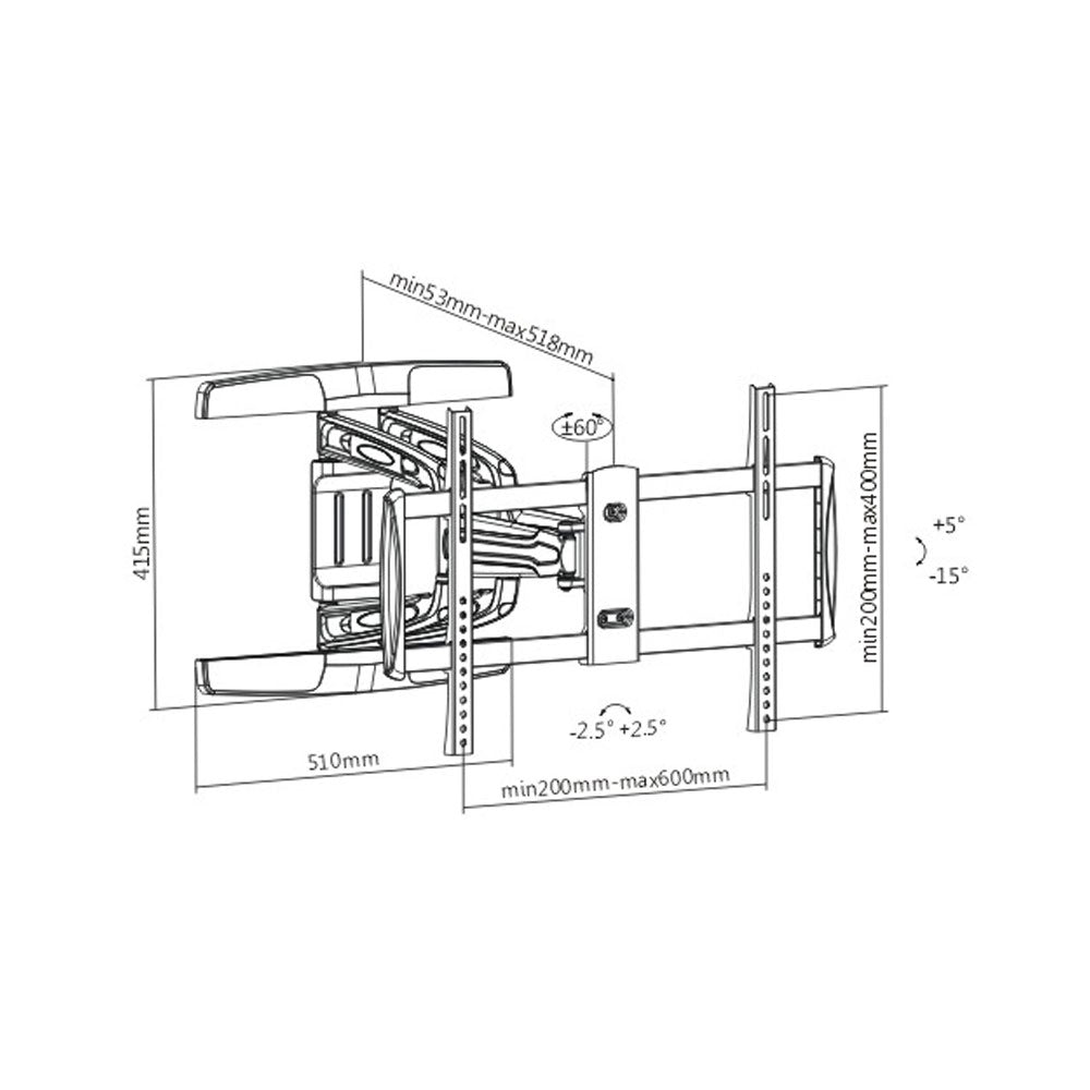BRACKET 37 - 70IN LCD WALL 50KG, 60 SWIVEL - image 2