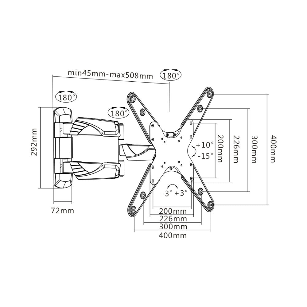 BRACKET 23-55 INCH LED, TILT, 90 SWIVEL, 35KG - image 2