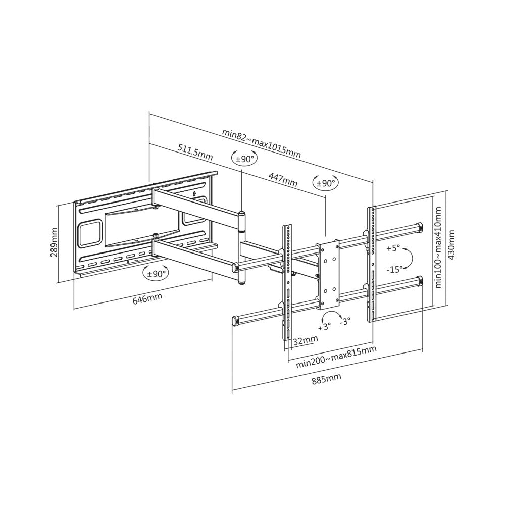 BRACKET 43-80IN FULL MOTION SWIVEL, TILT FIXED - image 6