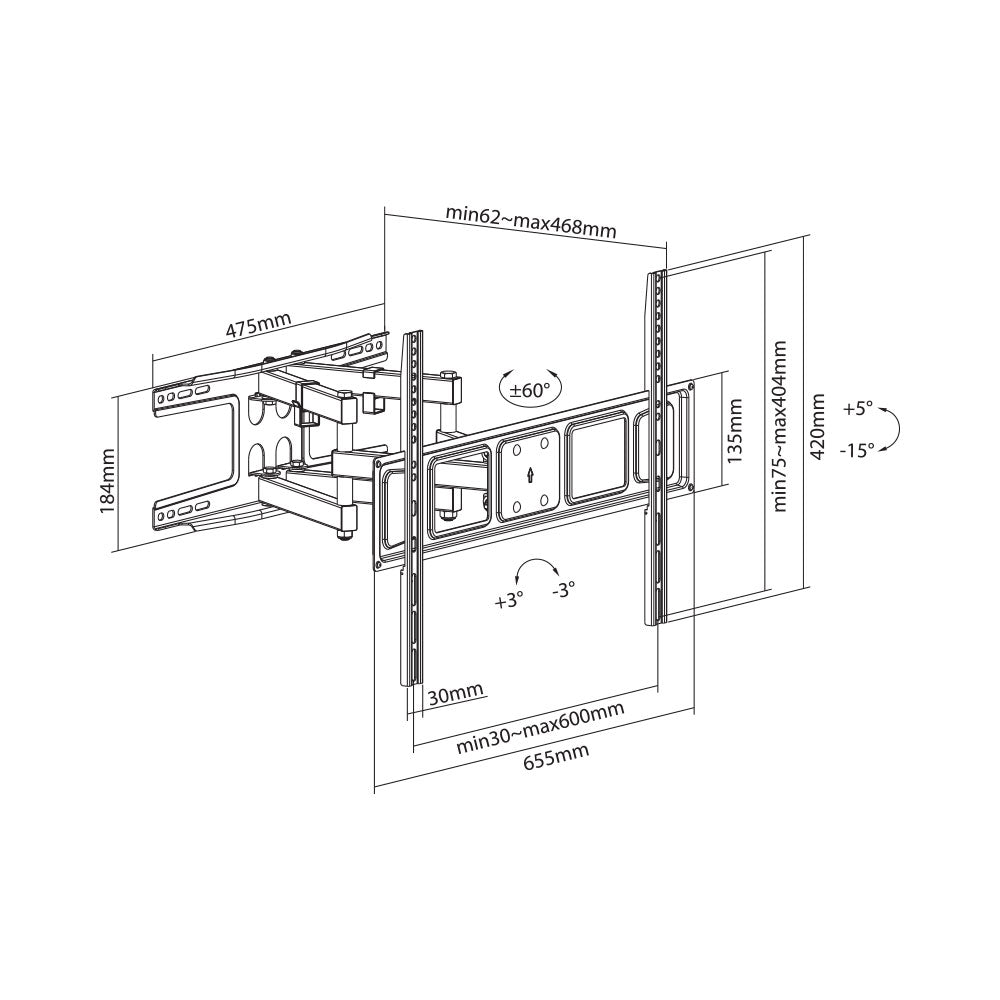 LINKQNET LPA63-466 37-80" FULL-MOTION TV MOUNT BRACKET - image 6