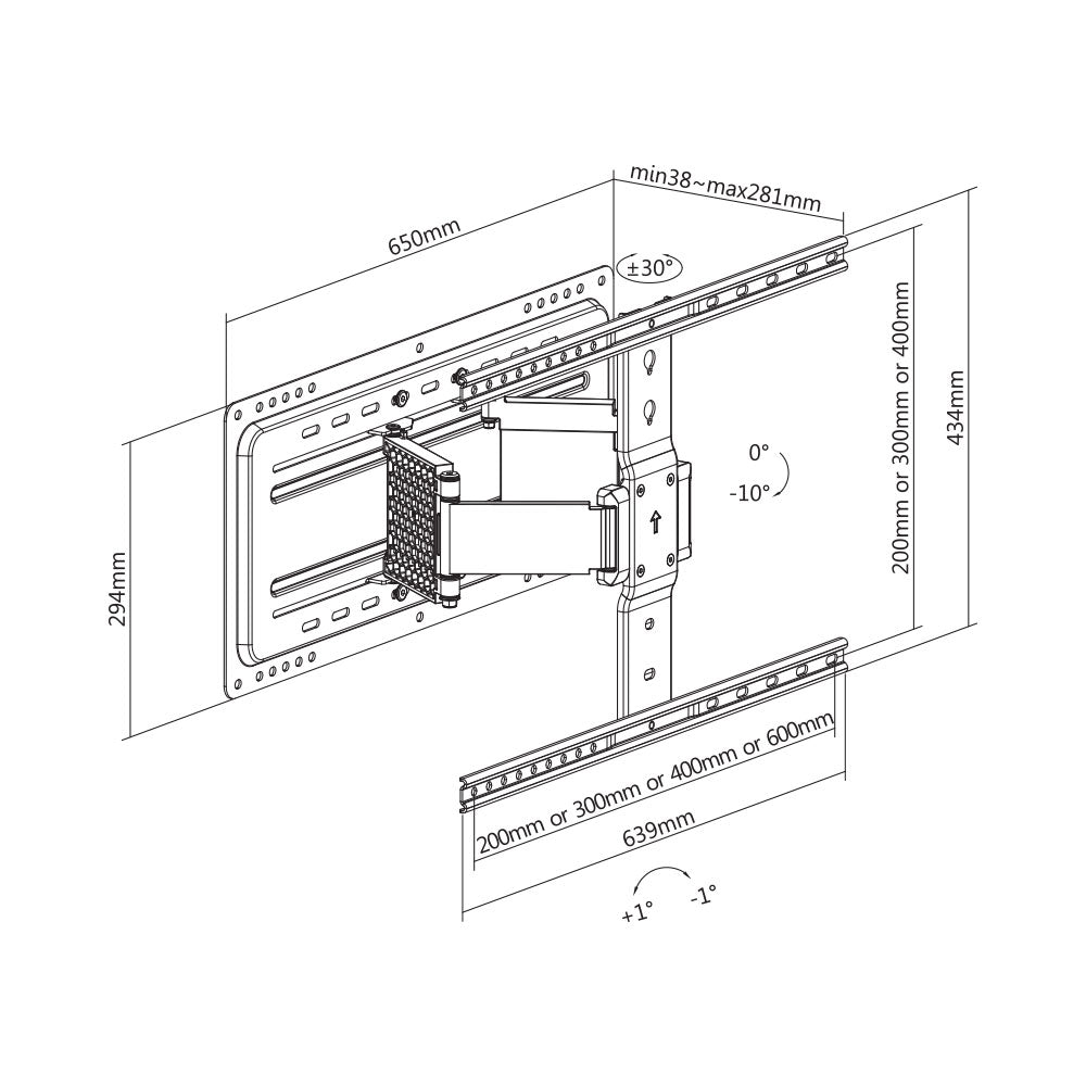 LINKQNET LPA72-464A 37-90" ULTRA SLIM ARTICULATING TV WALL MOUNT BRACKET - image 6
