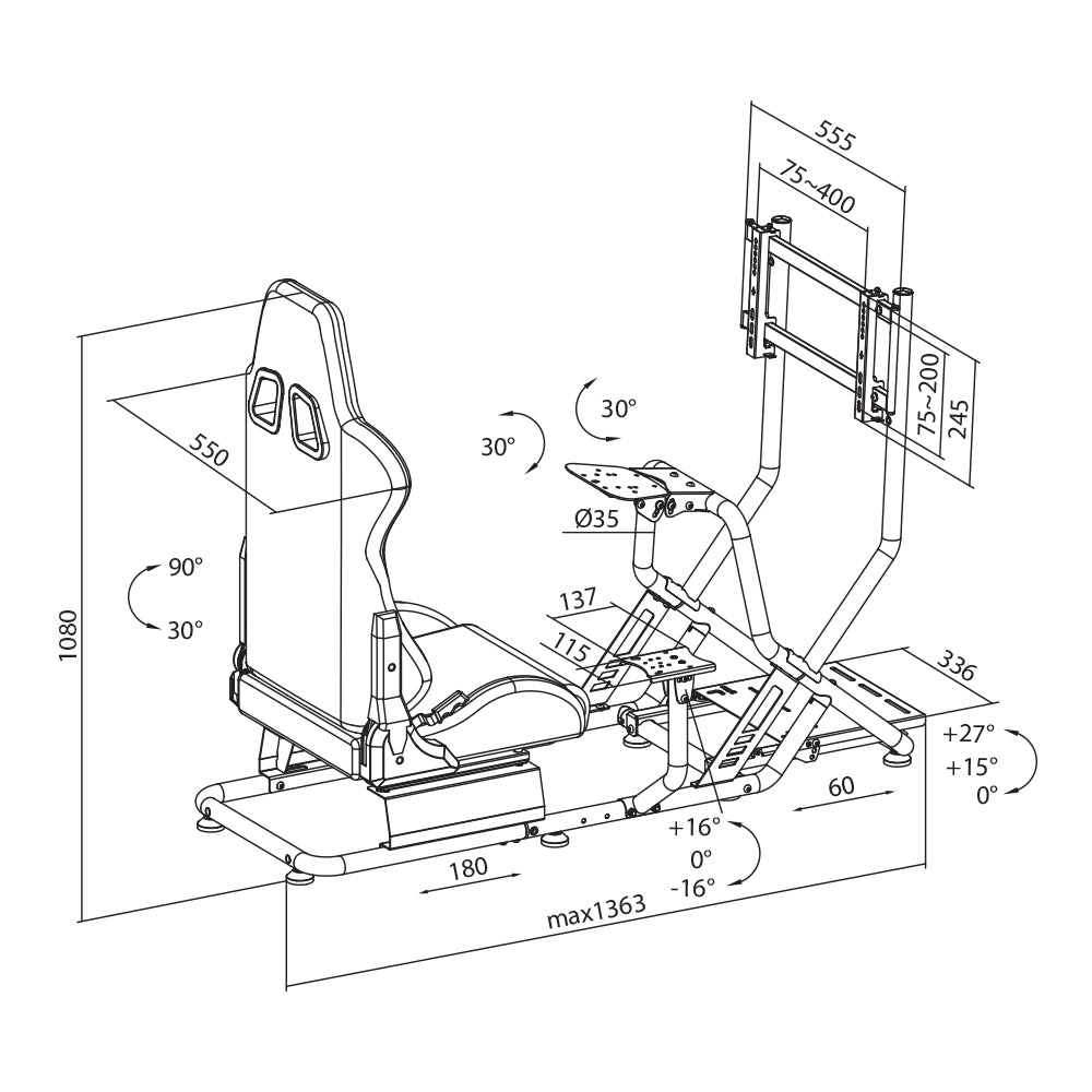 RACING SIMULATOR COCKPIT WITH SCREEN MOUNT, 100KG - image 6