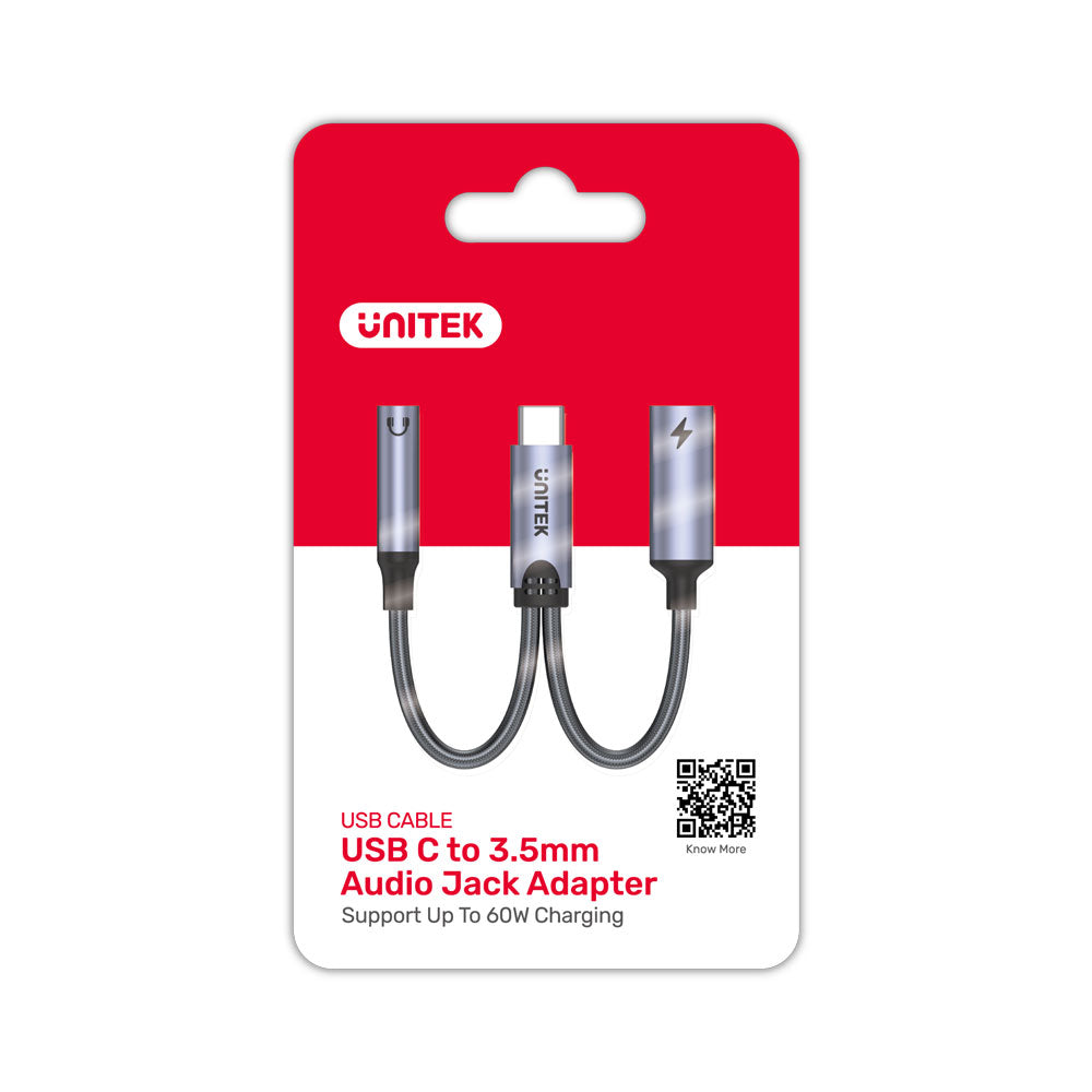 UNITEK M205A TYPE-C TO 3.5MM HEADPHONE JACK ADAPTER SPLITTER WITH FAST CHARGING - image 3
