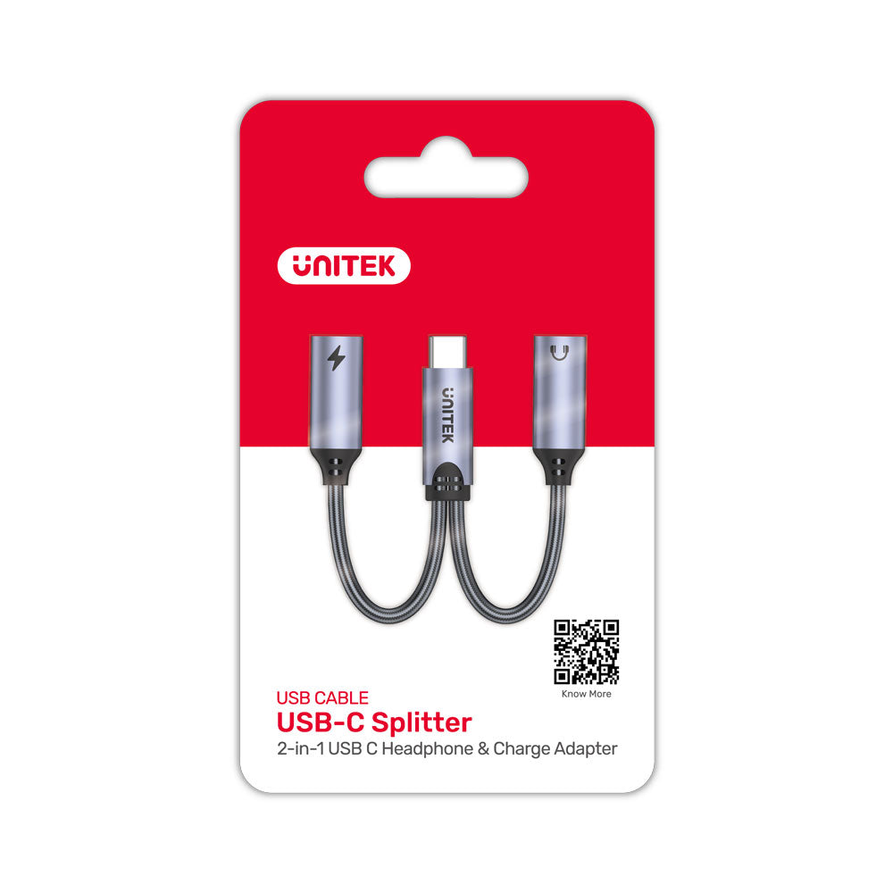 UNITEK M206A TYPE-C HEADPHONE AND CHARGE ADAPTER SPLITTER - image 3