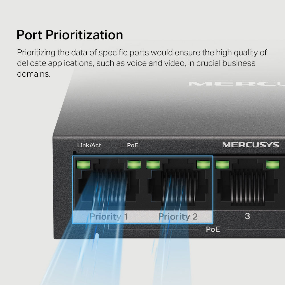 MERCUSYS 5-PORT GB DESKTOP SWITCH WITH 4-PORT POE+ - image 4