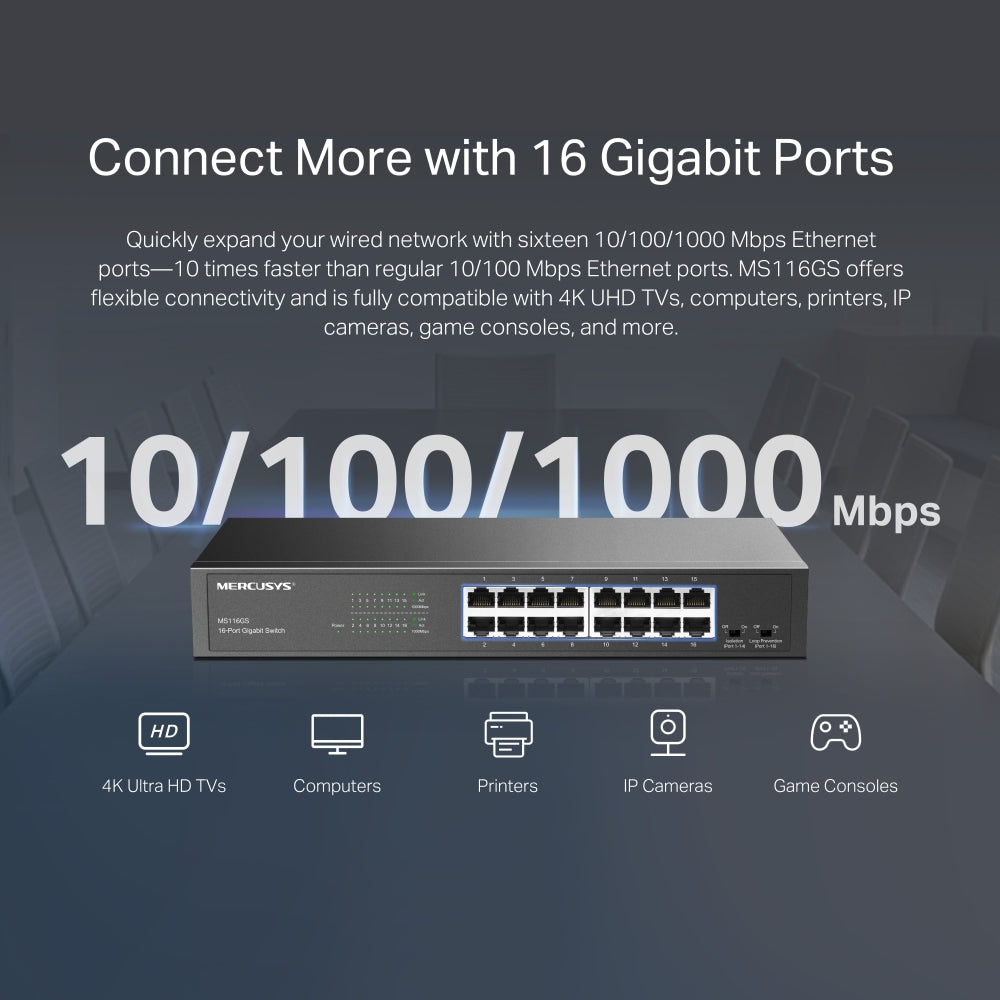 MERCUSYS 16-PORT GIGABIT DESKTOP/RACKMOUNT SWITCH - image 8