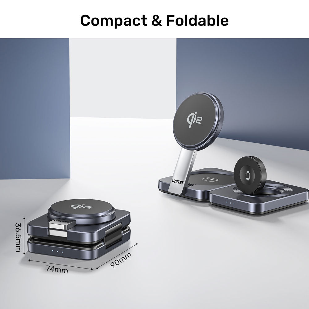 UNITEK P1300A 3-IN-1 QI2 FOLDABLE WIRELESS CHARGING STATION - image 3
