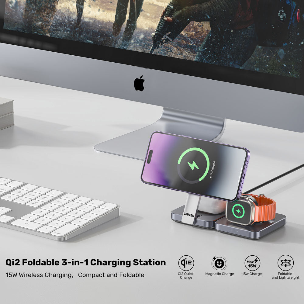 UNITEK P1300A 3-IN-1 QI2 FOLDABLE WIRELESS CHARGING STATION - image 9