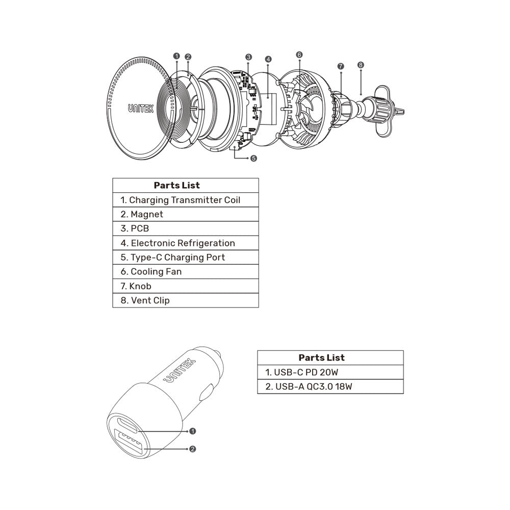 UNITEK MAGNETIC W/LESS CAR CHARGER(P1403A)* - image 5