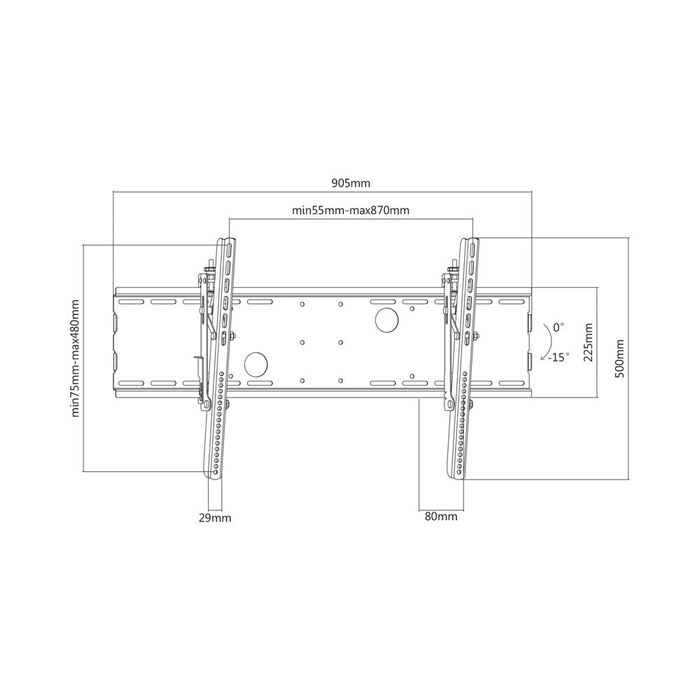 BRACKET 37 -70IN LED, 15 DOWN TILT, 75KG (800x400) - image 2