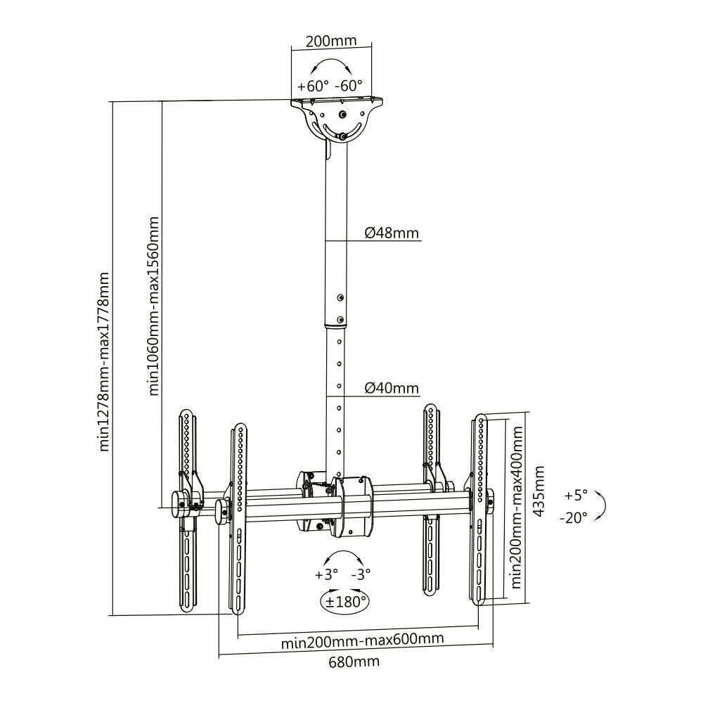 BRACKET 37-70" 45KGX2 TELESCOPIC HEIGHT ADJUST - image 6