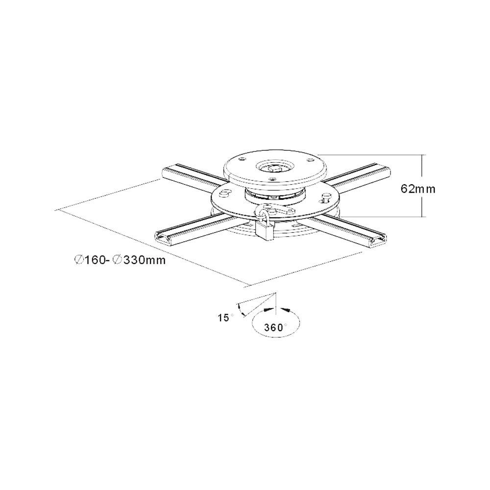 BRACKET PROJECTOR,ROOF,WALL,20KG,10TILT,360SWIVEL - image 2