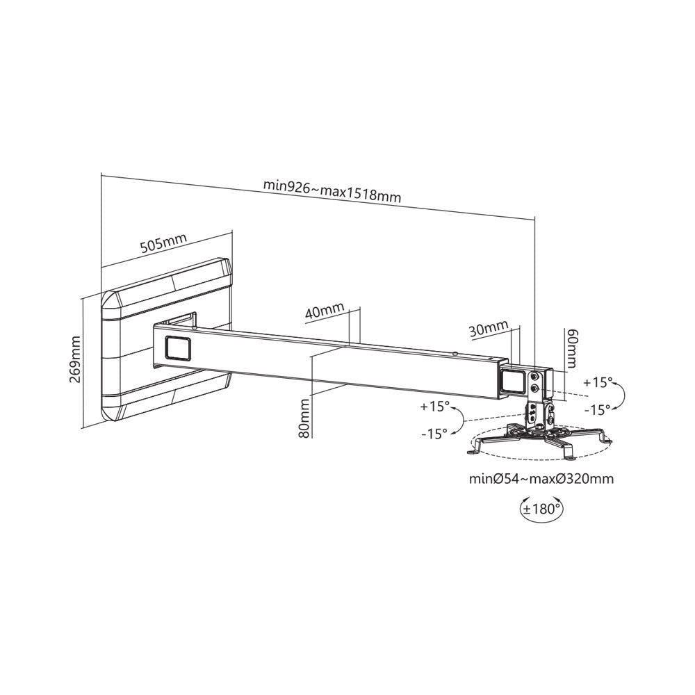 BRACKET PROJECTOR, WALL, 15KG, 15 TILT, 180 ROTATE - image 6