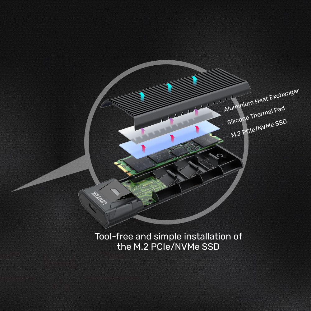 UNITEK USB3.1 TYPE-C TO M.2 SSD ENCL BLK(S1203ABK) - image 3