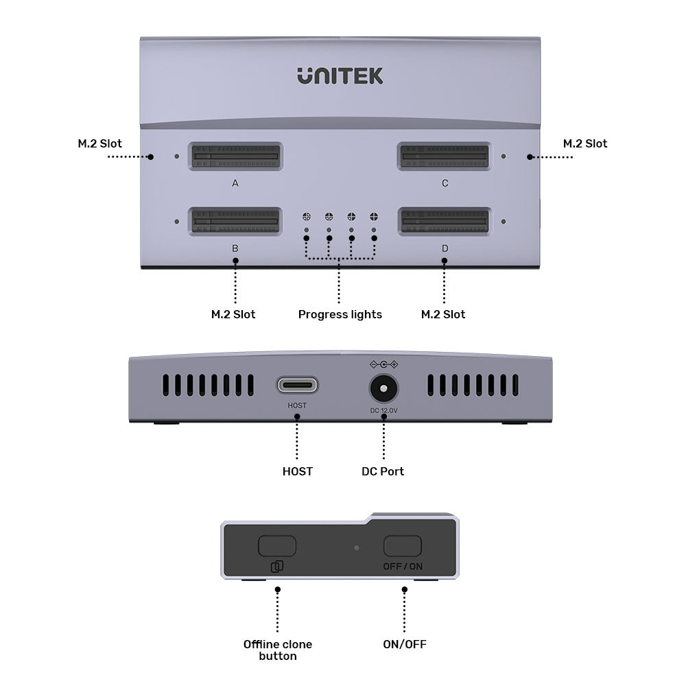 UNITEK USB4 TO M.2 4 BAY SSD DS GRY(S1243BGY01-EU) - image 10