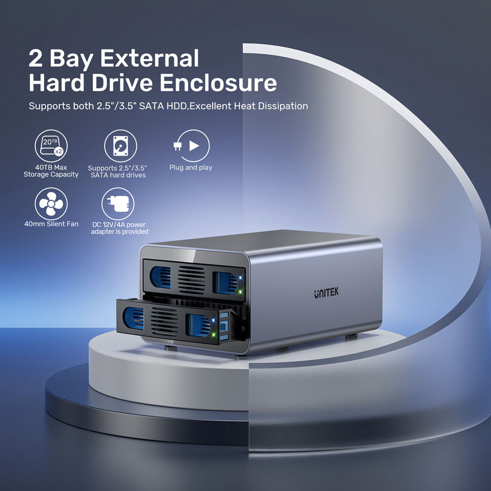 UNITEK S1308A 2-BAY USB3.0 EXTERNAL DRIVE ENCLOSURE FOR 2.5/3.5" SATA HDD AND SSD DRIVES - image 5