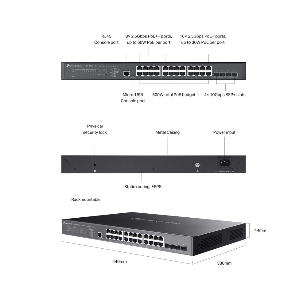 TP-LINK 24-PORT 2.5GB,4P 10GB SFP, L2+ MAN 16P... - image 5