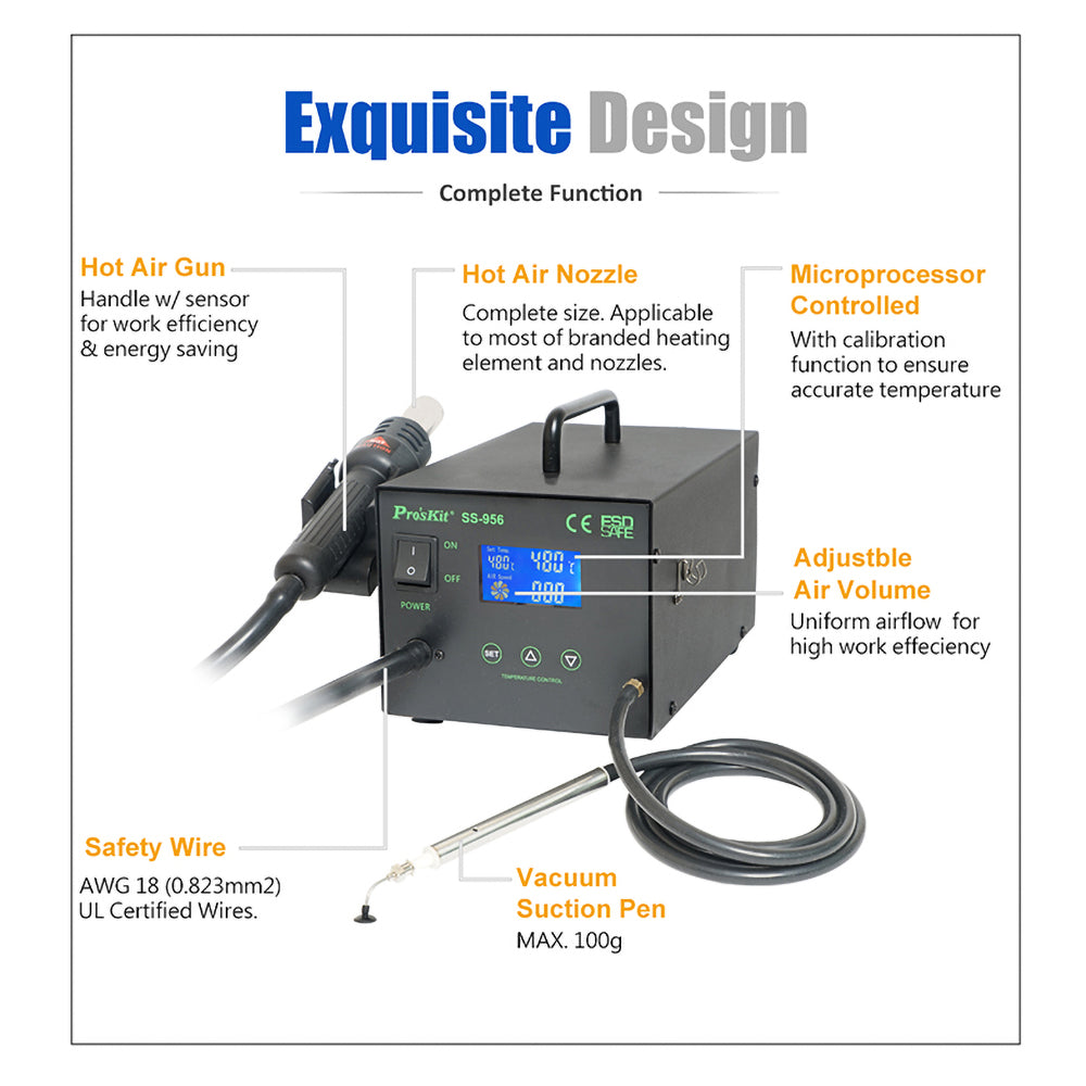 PROSKIT SS-956 600W SMART REWORK STATION WITH VACUUM PICKUP - image 6