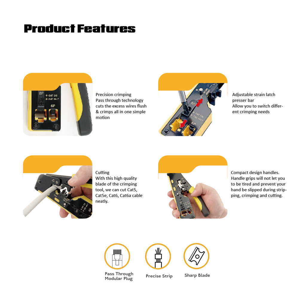 SPROTEK 3 IN 1,CRIMPING TOOL CAT5,6,7 PASS THROUGH - image 4