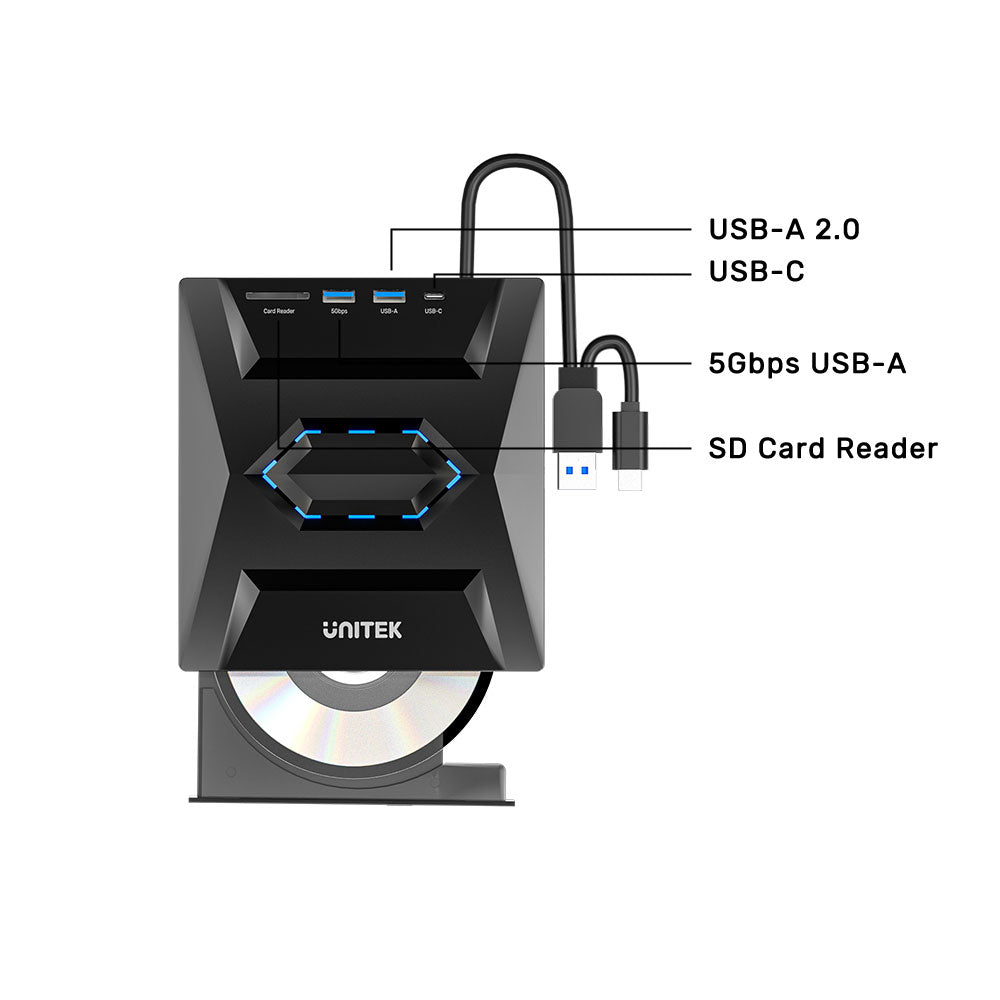 UNITEK 5-IN-1 EXTERNAL OPTICAL DRIVE(T1037A01) - image 2