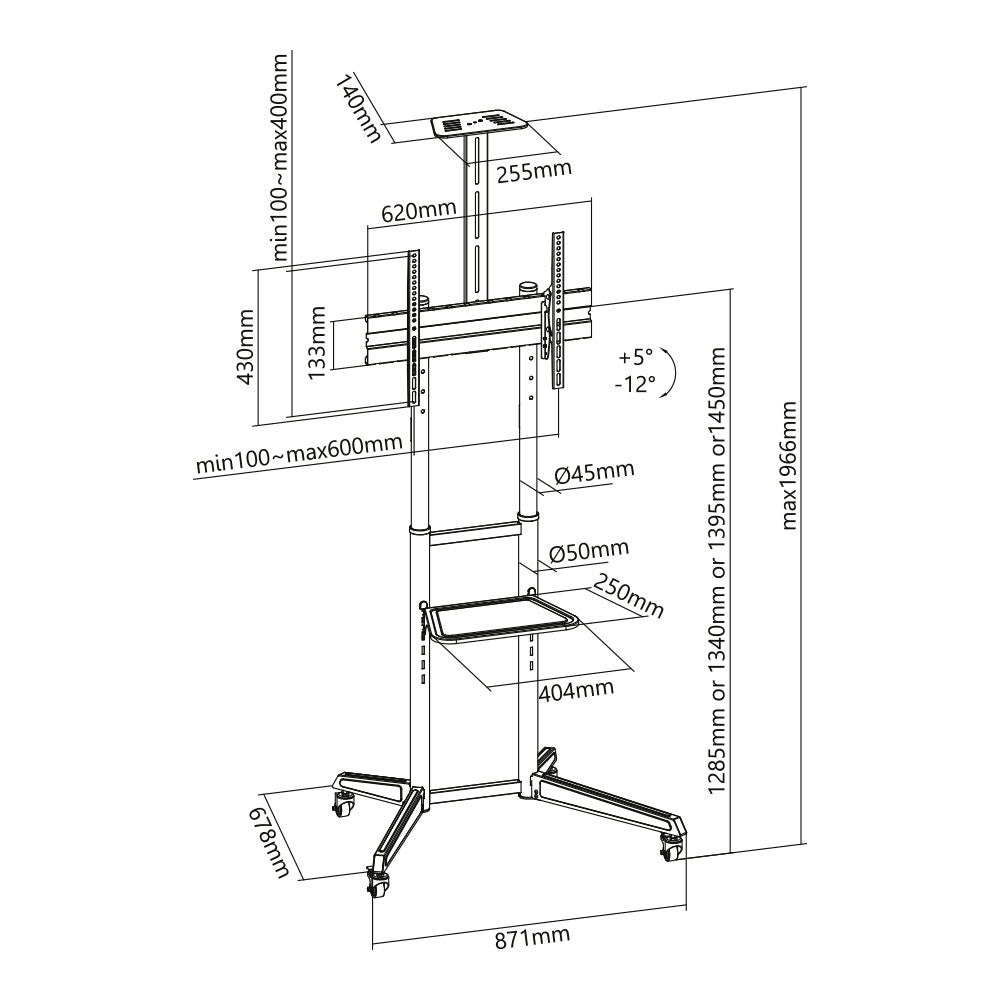 BRACKET TV CART 37”-70” 50KG WITH SHELF - image 7