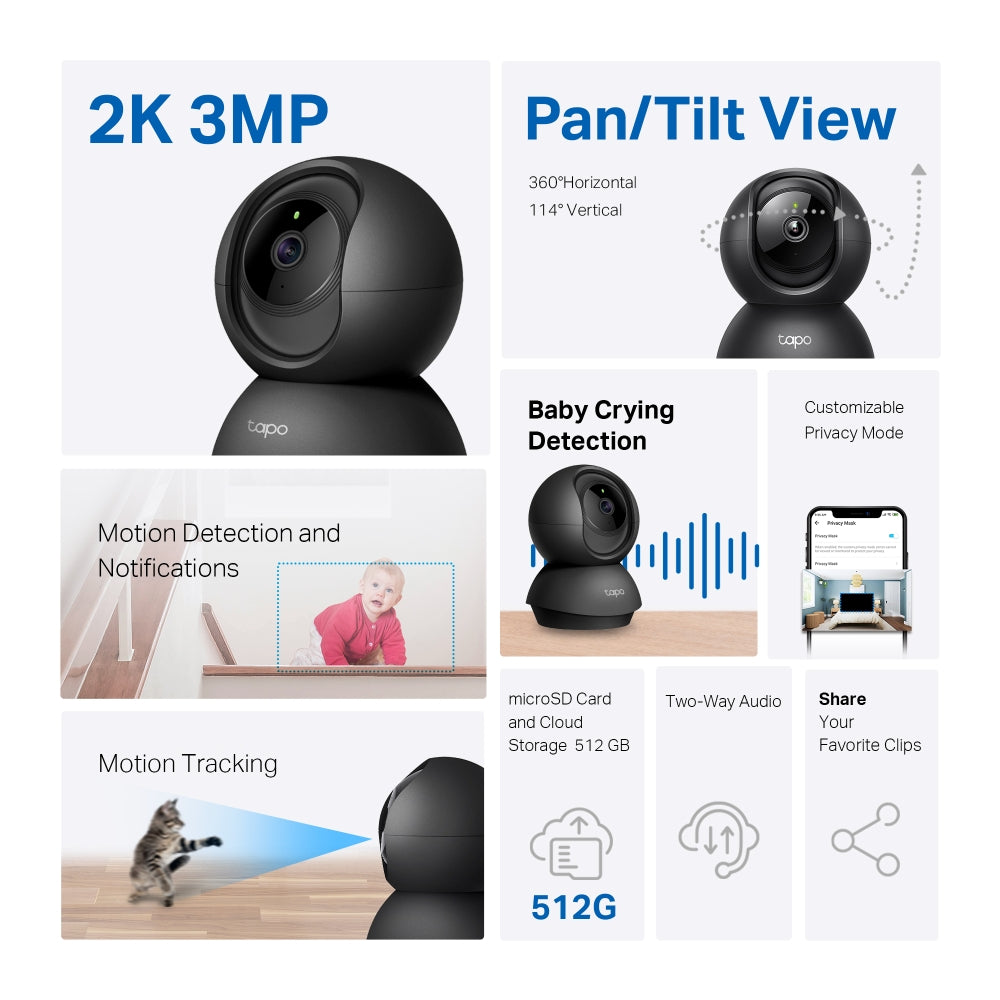 TP-LINK TAPO PAN/TILT HOME SECURITY WI-FI 2K 3MP - image 2