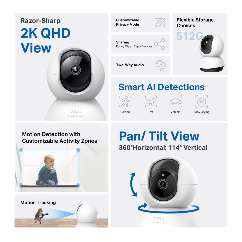 TP-LINK PAN/TILT HOME SECURITY WI-FI 2K 4MP