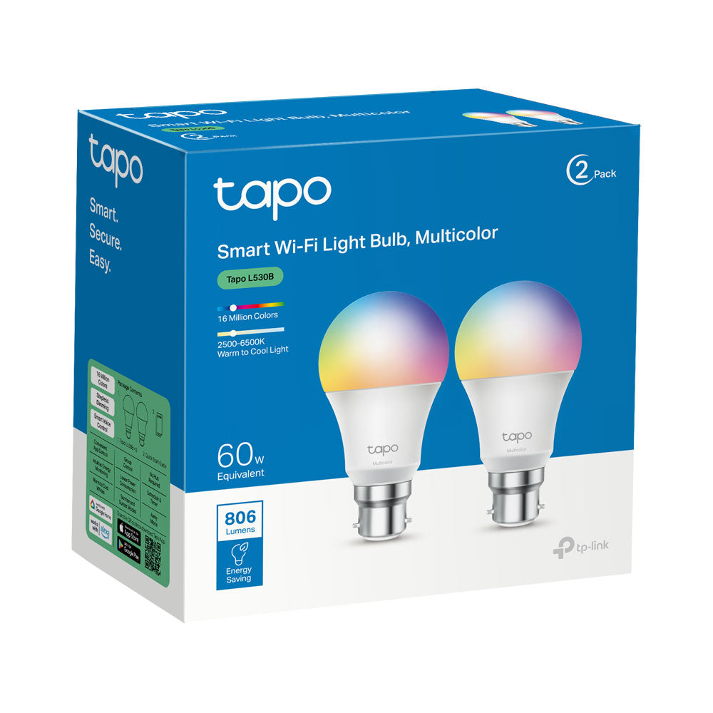 TP-LINK TAPO SMART WIFI LIGHT BULB-MULTICOLOUR-2PK