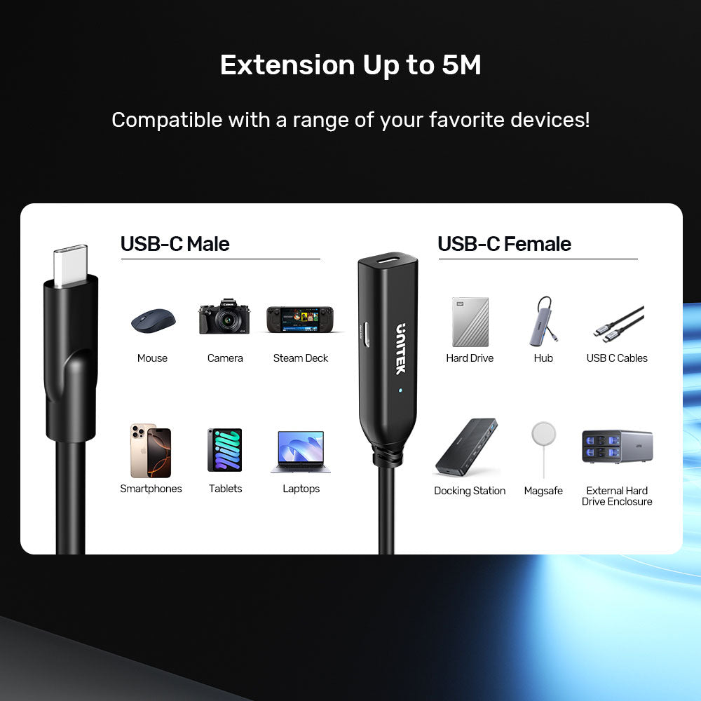 UNITEK 5M 10GBP USB-C EXTEND  CAB,BLK(U1335ABK01) - image 4