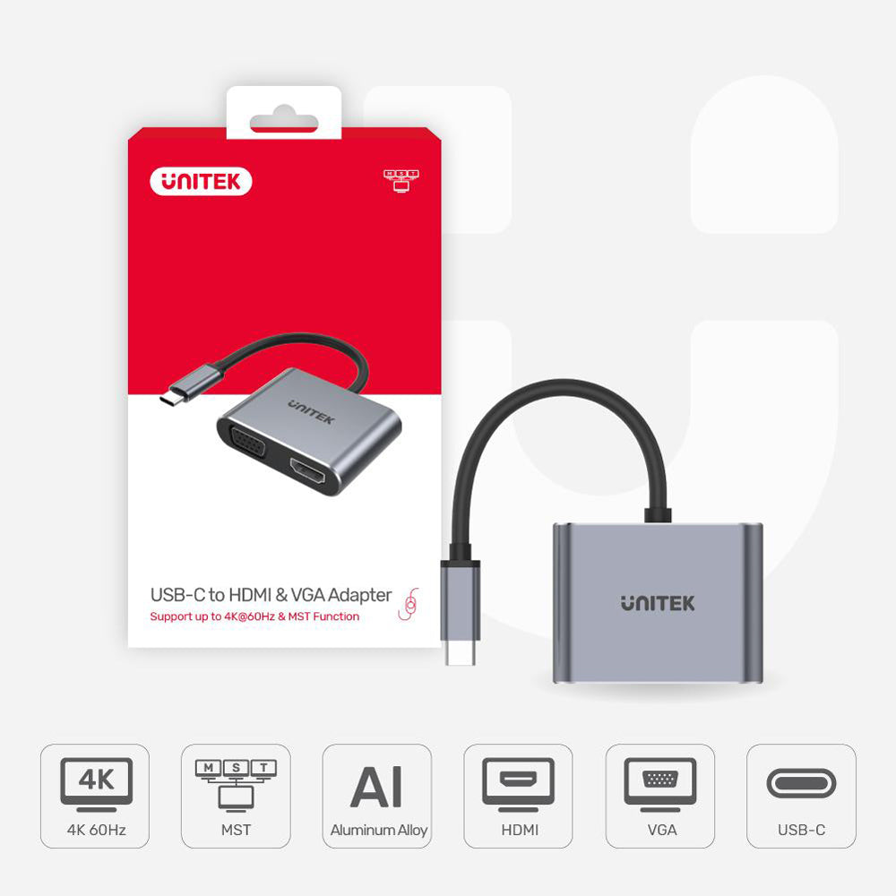 UNITEK TYPE-C TO HDMI (4K), VGA MST ADAPTER-V1126A - image 3