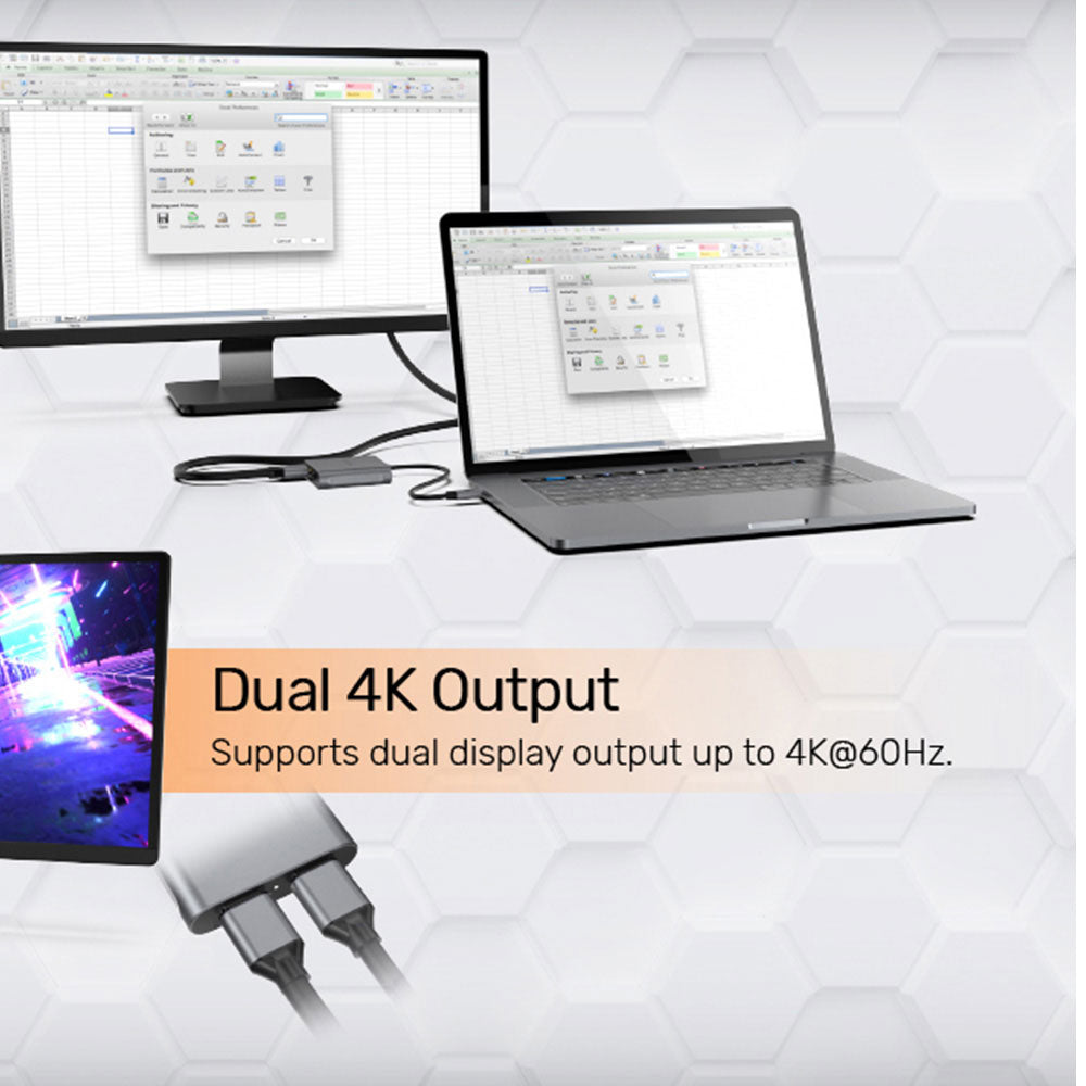 UNITEK V1404A USB TYPE-C TO 8K @60HZ DUAL DISPLAYPORT 1.4 ADAPTER - image 4
