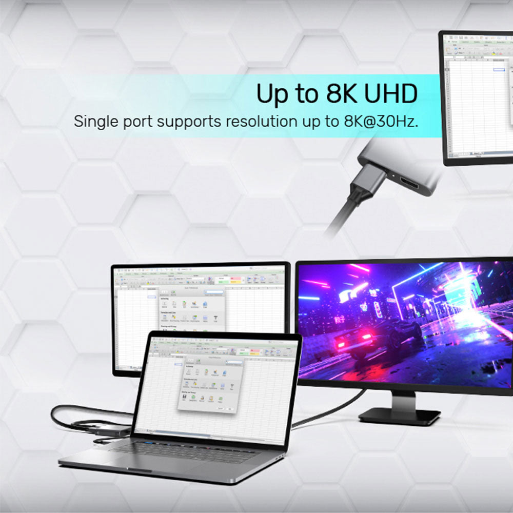 UNITEK V1404A USB TYPE-C TO 8K @60HZ DUAL DISPLAYPORT 1.4 ADAPTER - image 3
