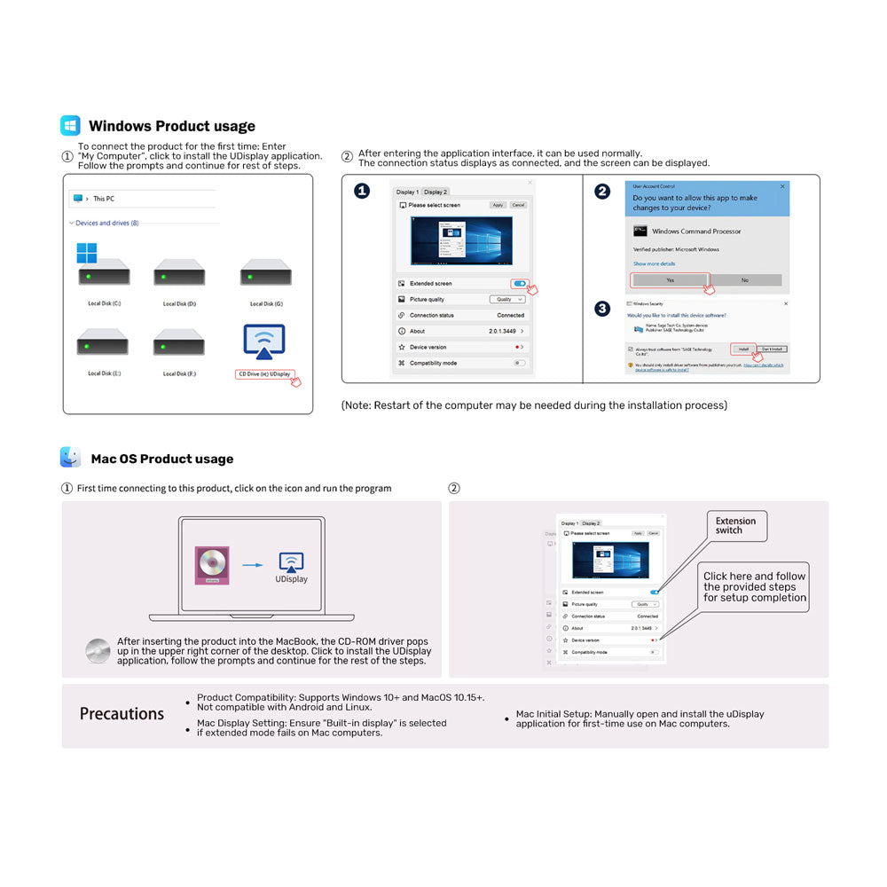 UNITEK USB C/A DUAL HDMI ADAPTER (V1427A01) - image 7