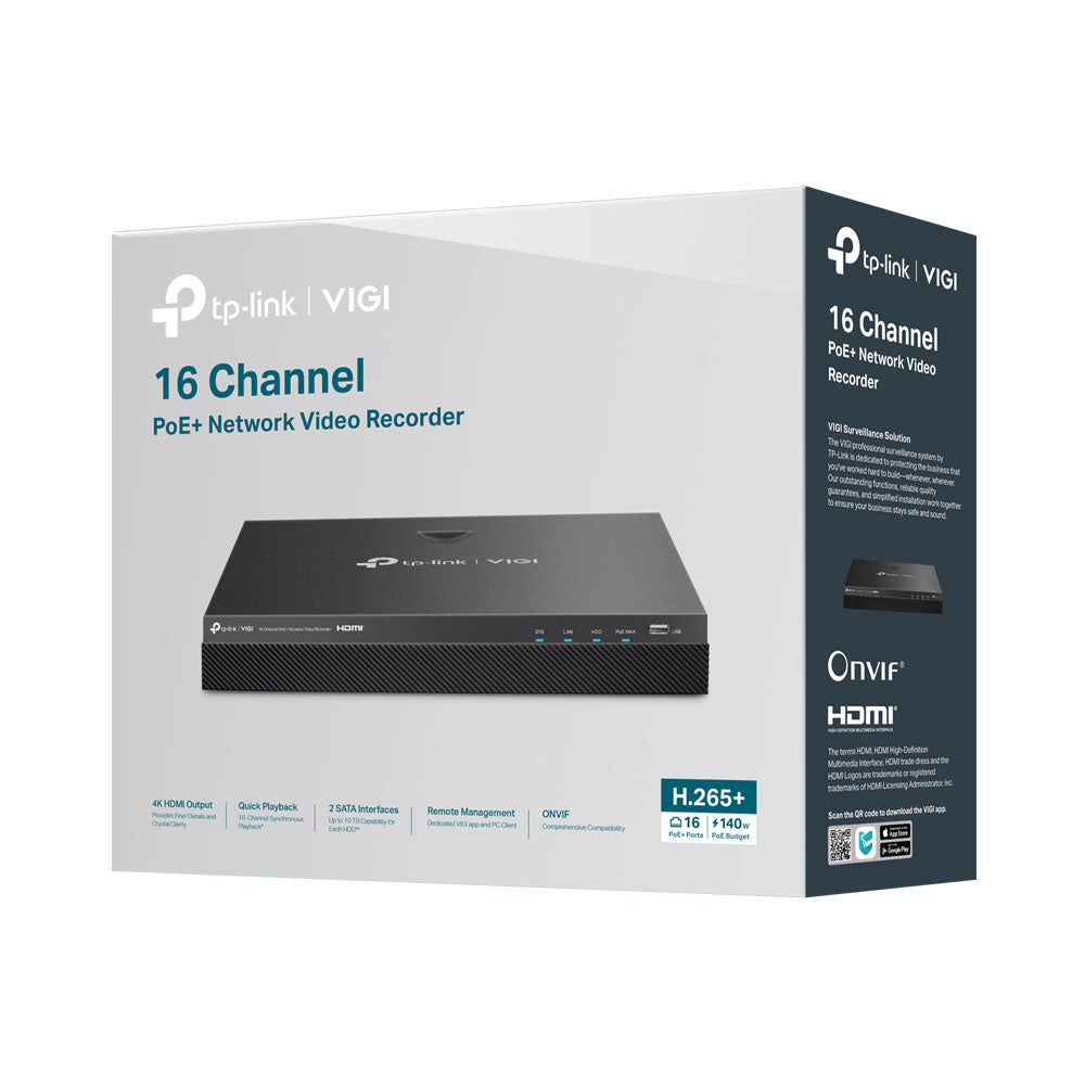 TP LINK VIGI NVR POE+ 140W 16CH 4K VGA/HDMI - image 3