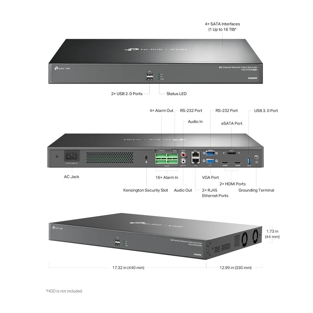 TP LINK VIGI NVR NON POE 64CH 4K VGA/HDMI - image 3