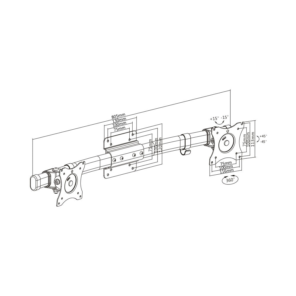BRACKET 13-27IN DUAL HORIZONTAL MON ARM, 10KG.. - image 2