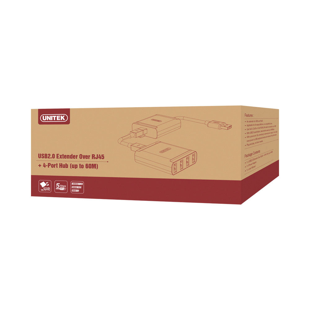 UNITEK EXT CAT5E 4 -PORT HUB 60M (Y-2516) - image 2