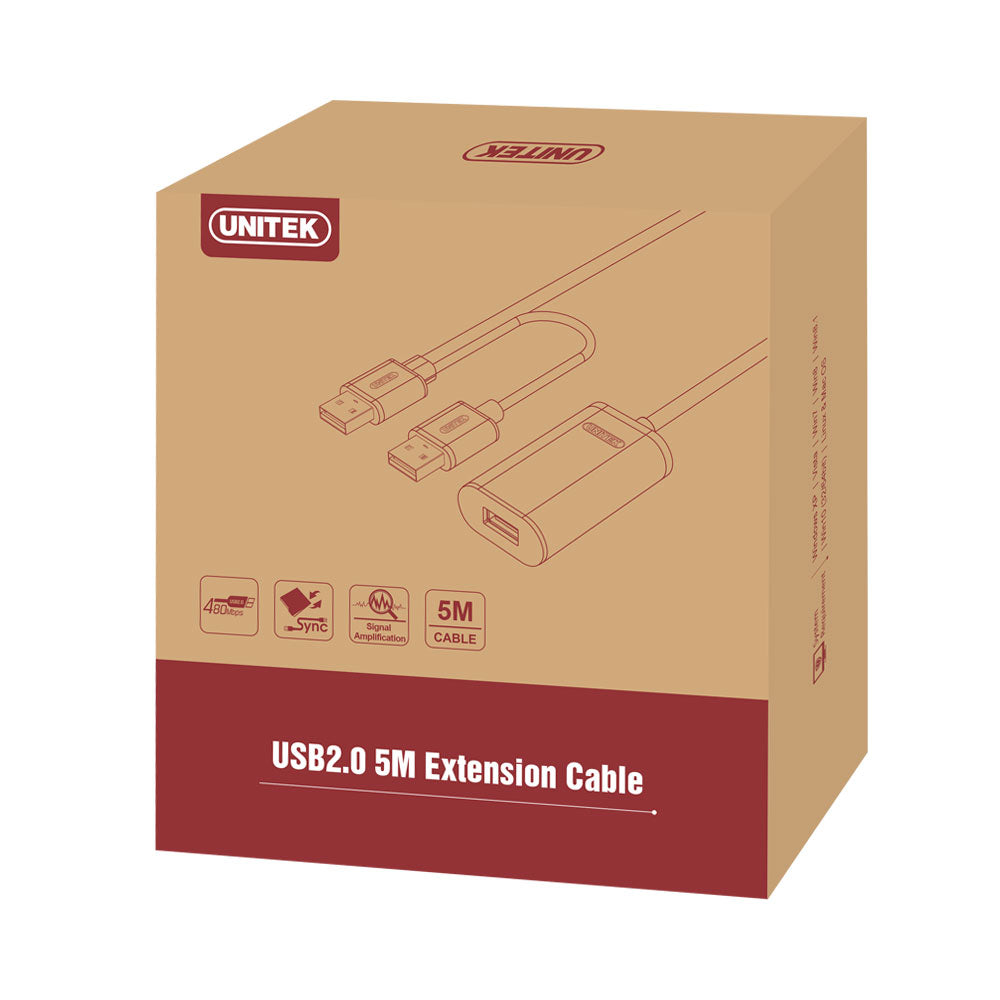 UNITEK 5M USB2.0 ACTIVE EXT CABLE BLACK (Y-277) - image 2
