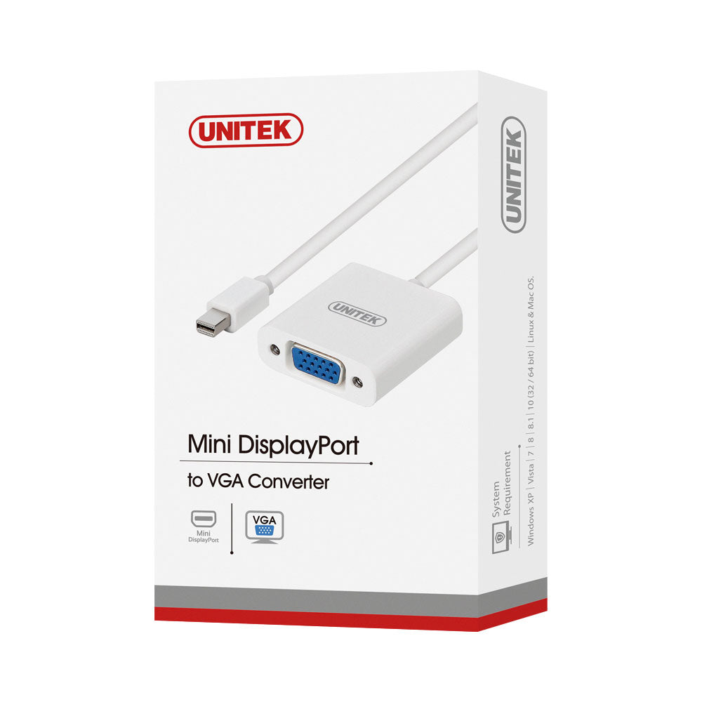 UNITEK MINI DISPLAYPORT TO VGA F, WHITE (Y-6327WH) - image 2