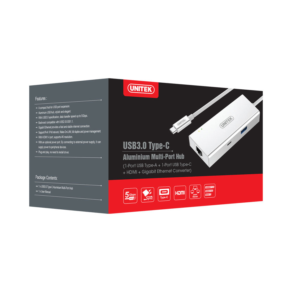 UNITEK USB3.1 TYPE-C, USBA, HDMI, LAN (Y-9117) - image 3