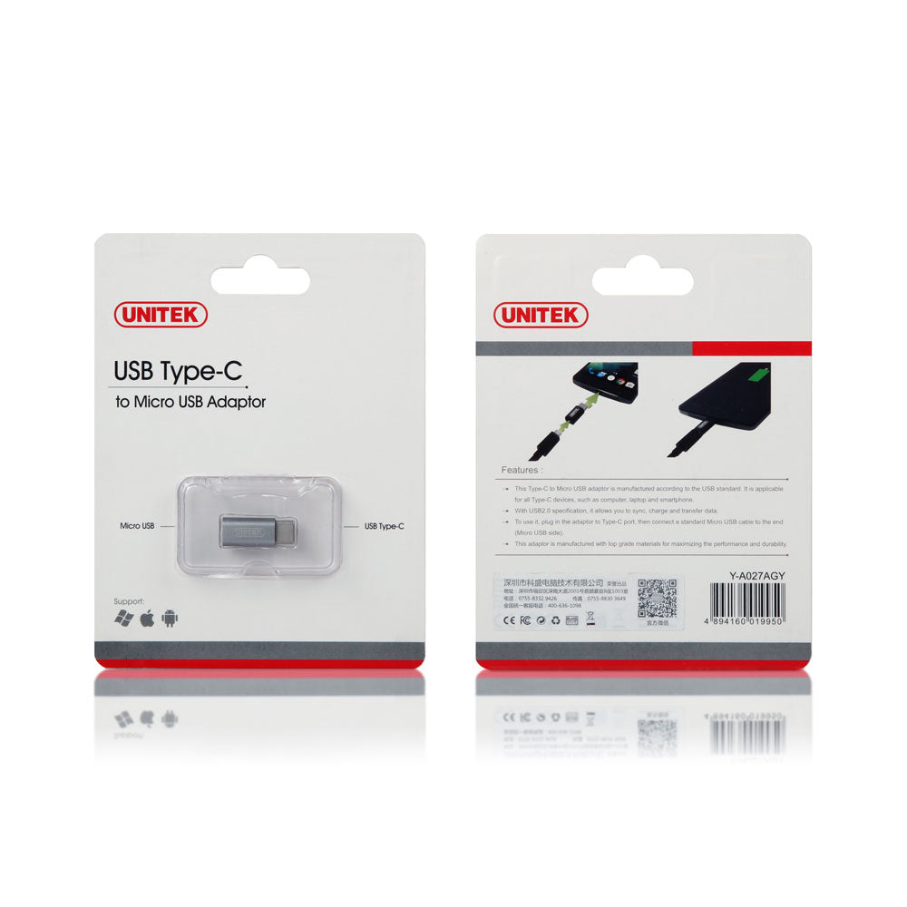UNITEK USB-C TO MICRO USB ADAPTOR (Y-A027AGY) - image 3