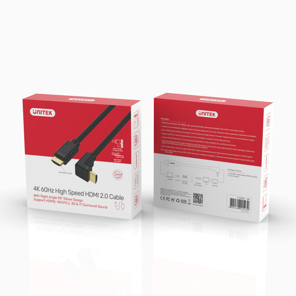 UNITEK 3M HDMI RIGHT ANGLE 90DEG CABLE (Y-C1002)* - image 4
