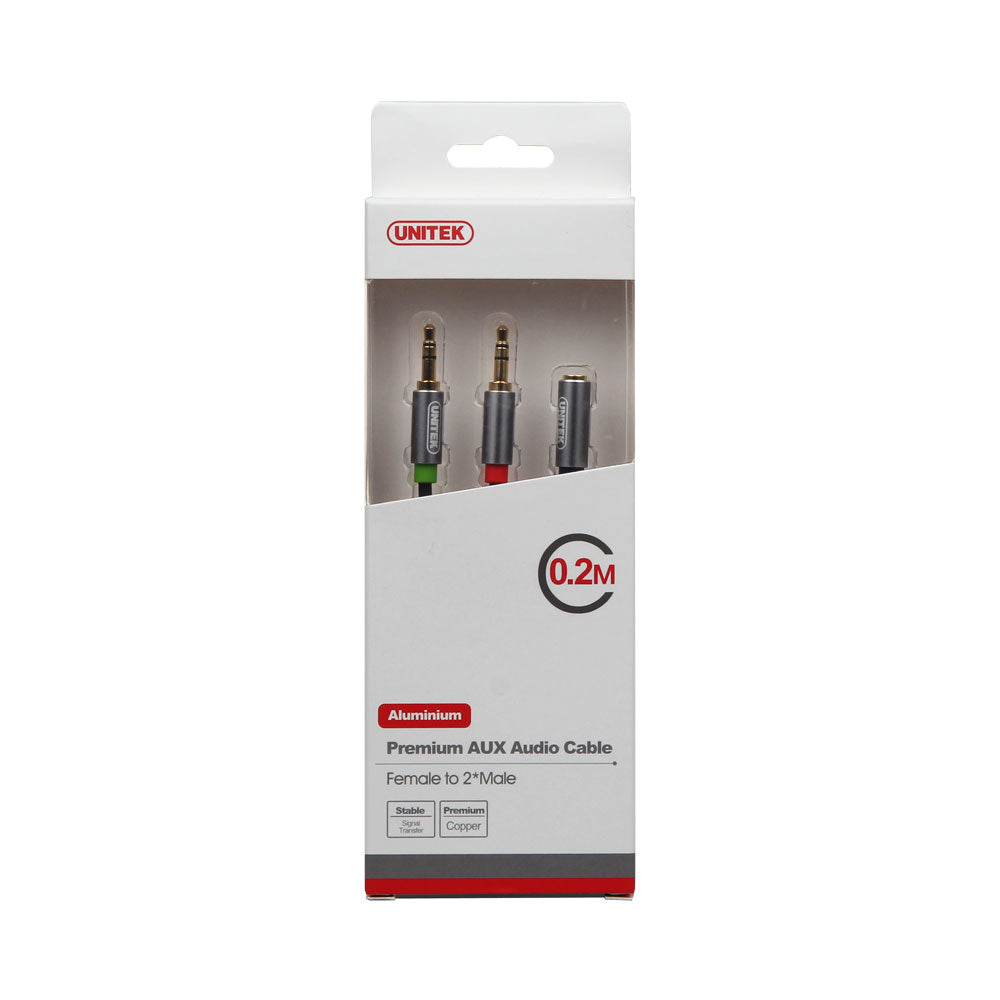 UNITEK 0.2M 3.5 F TO 2 X M AUDIO CBL Y-C957ABK - image 3