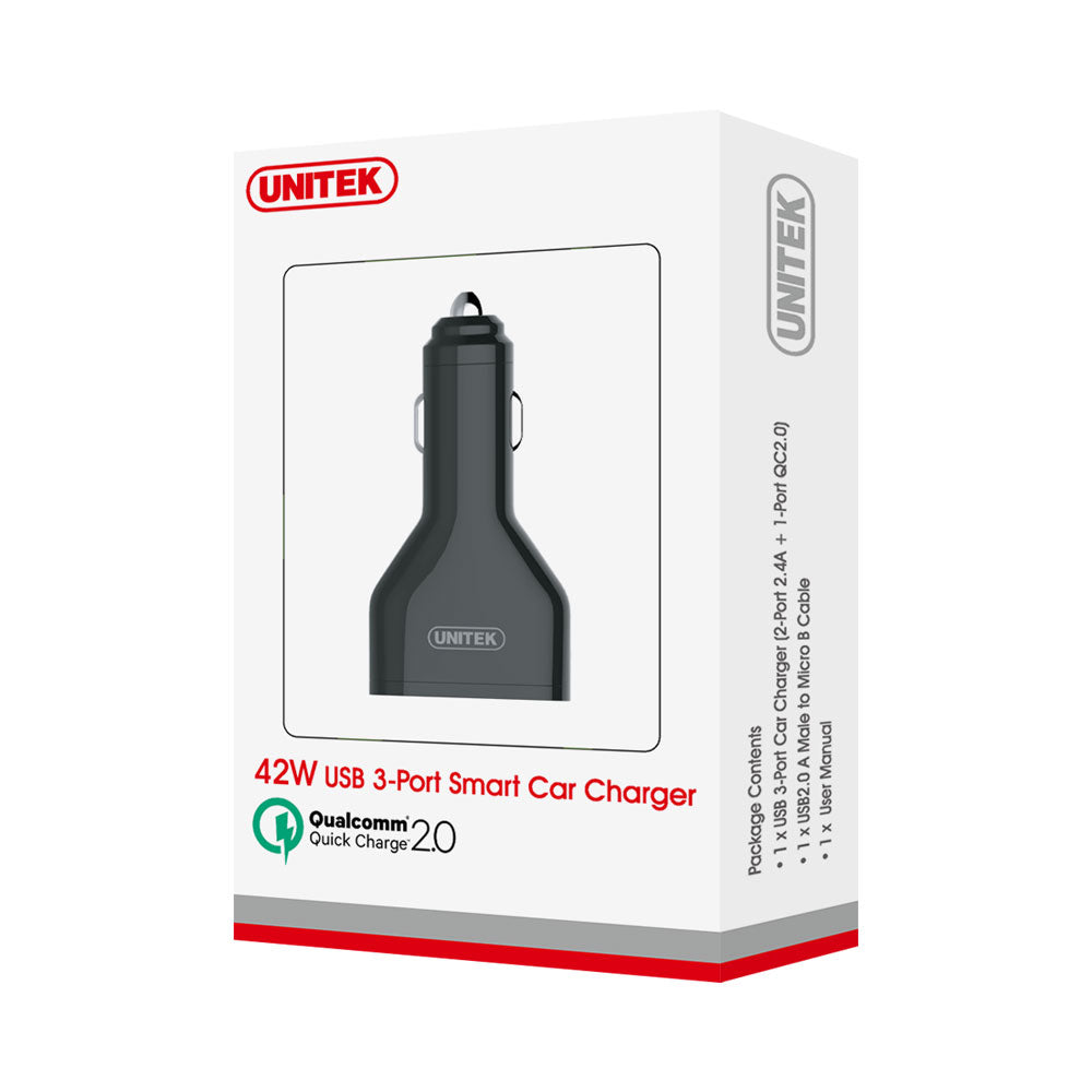 UNITEK 3-PORT USB QC2.0 CAR CHARGER (Y-P527) - image 2