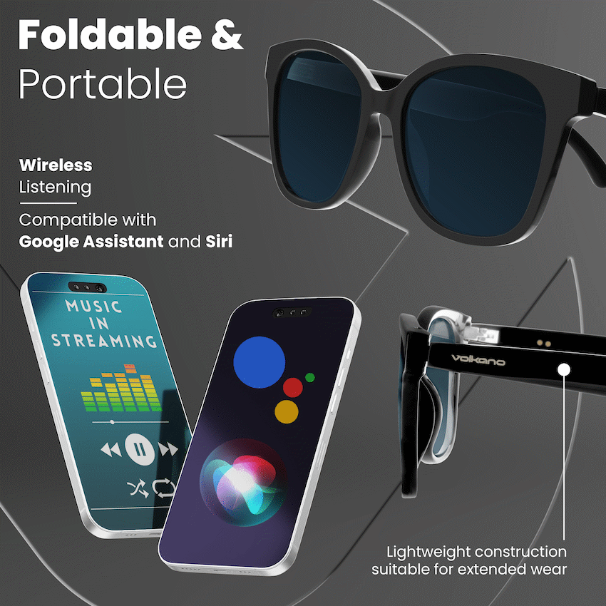 Volkano Sonique Series Bluetooth Audio Glasses - Dark Lenses - image 6