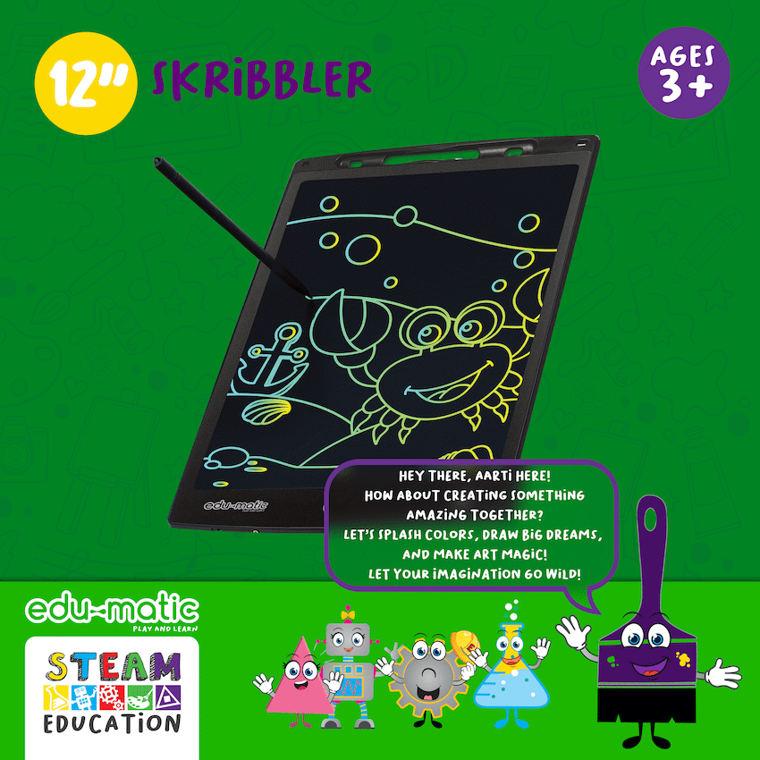 Edu-Matic Skribbler - 12in LCD Writing Tablet with 1 Delete Button - image 6