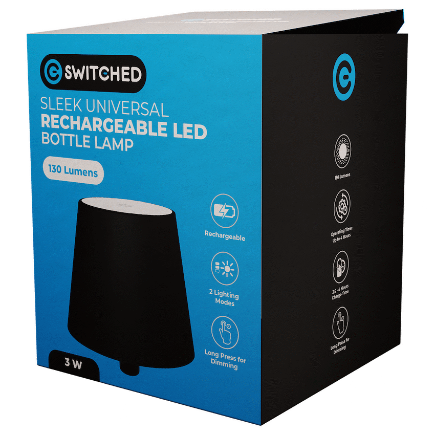 SWITCHED Sleek Series - Universal Rechargeable LED Bottle lamp - Black - image 6
