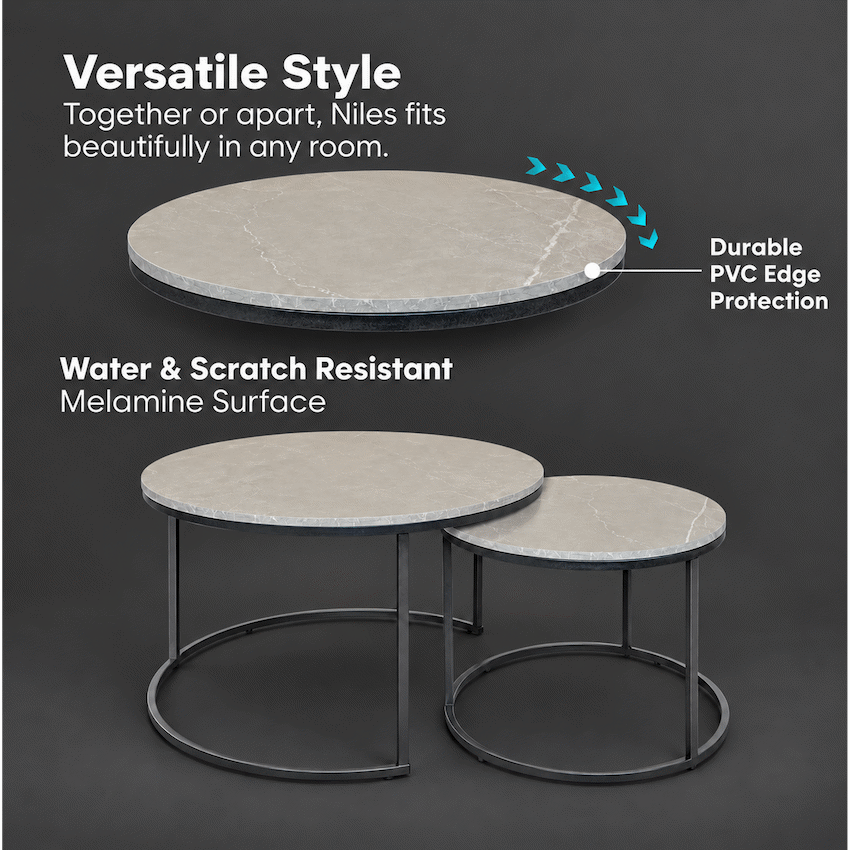Everfurn Nile Nesting Coffee Table - Marble Grey - image 6